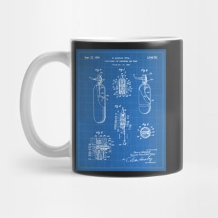 Scuba Tank Patent - Scuba Diver Deep Sea Diving Art - Blueprint Mug